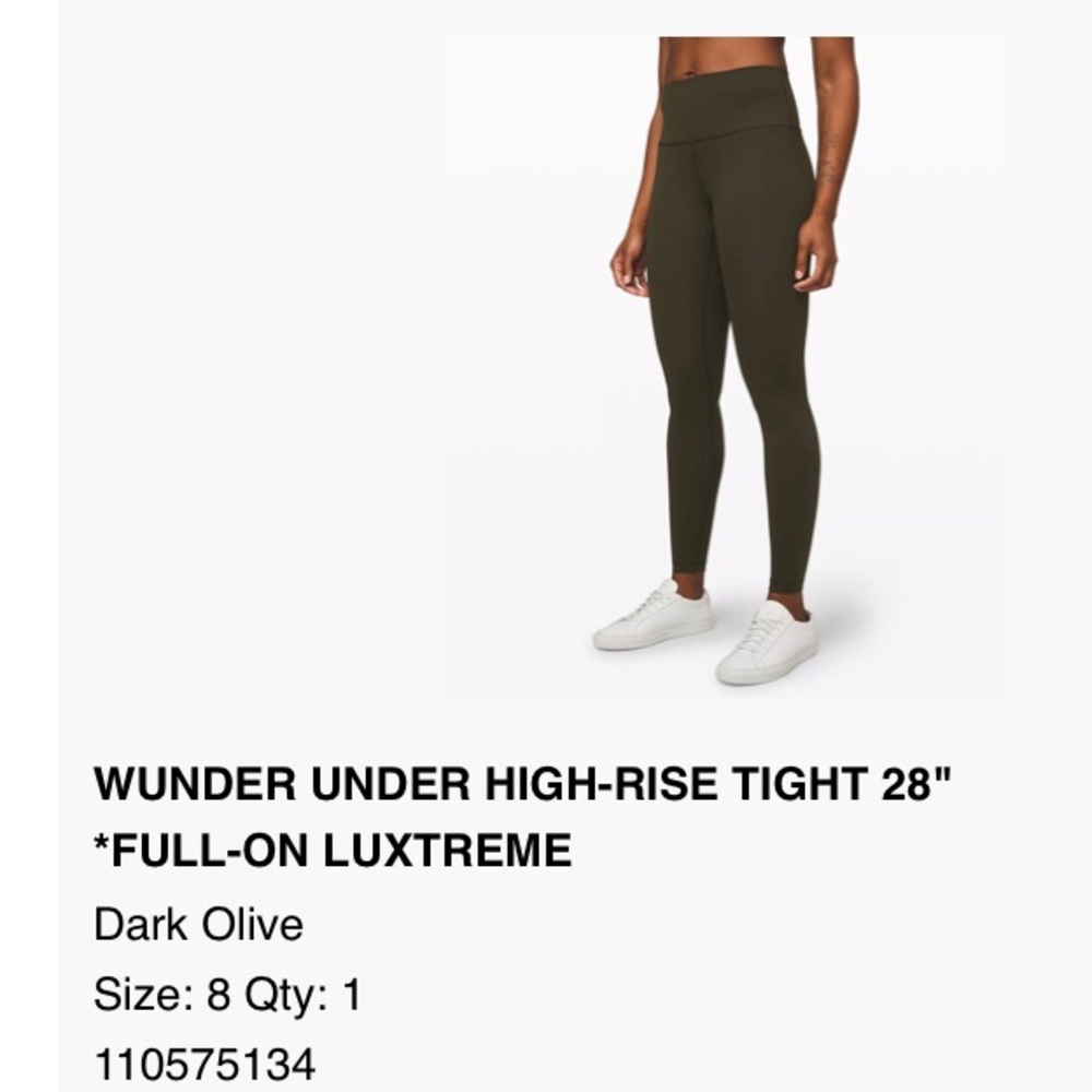 WUNDER UNDER HIGH-RISE TIGHT 28"
*FULL-ON LUXTREME dark olive size 8. Worn once